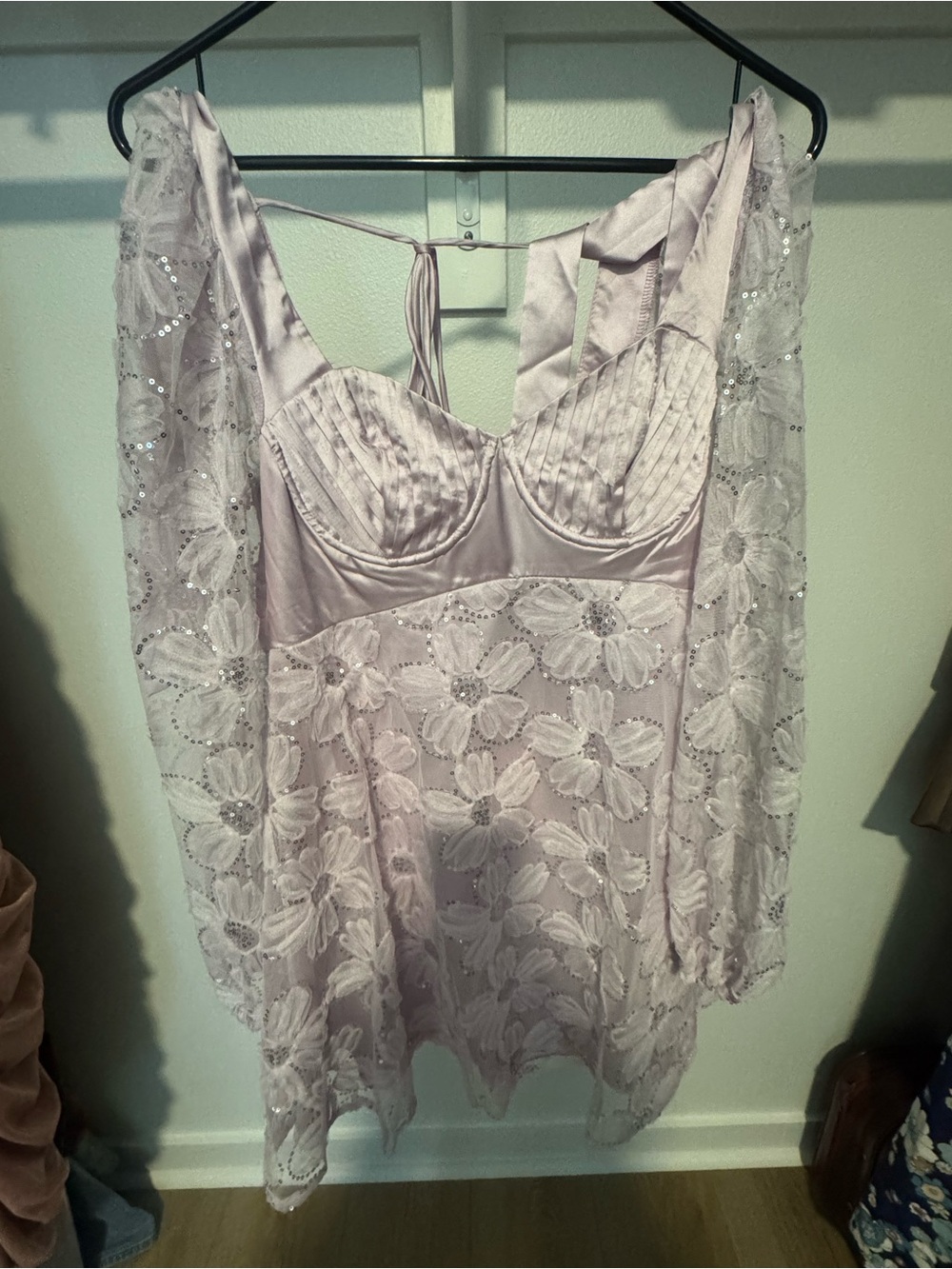 Hello Molly Lavender Floral Lace & Satin Chemise
